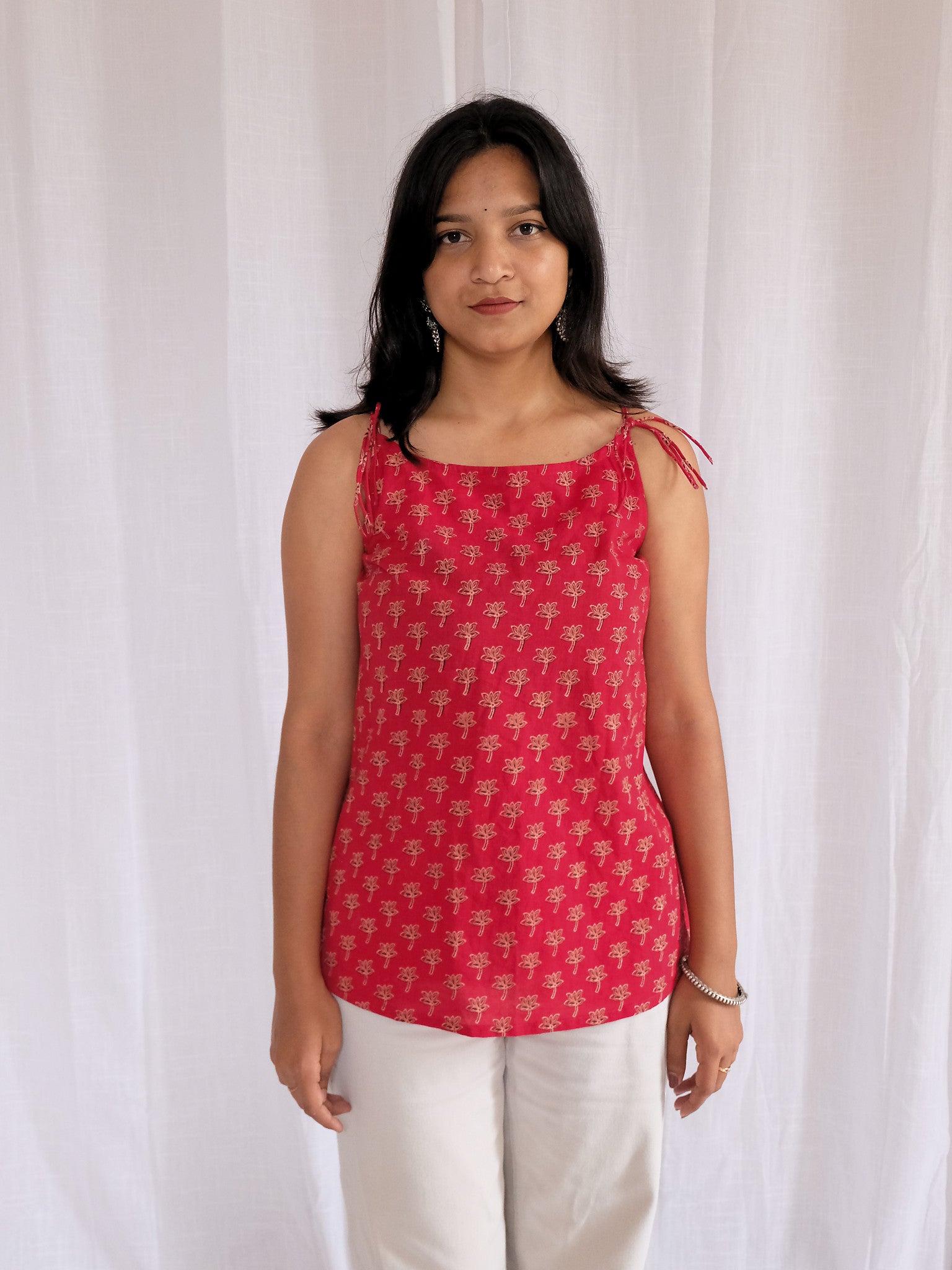 Myra Hand Block Printed Short Kurti with Chuppi