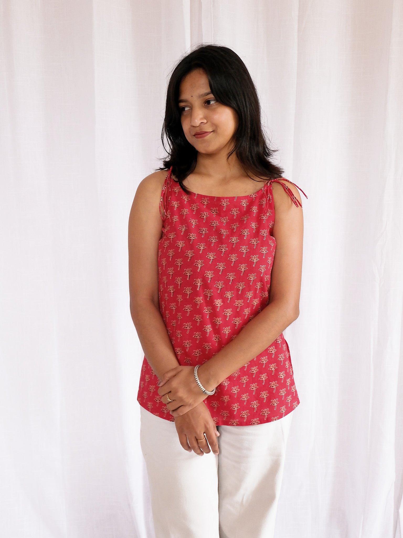 Myra Hand Block Printed Short Kurti with Chuppi