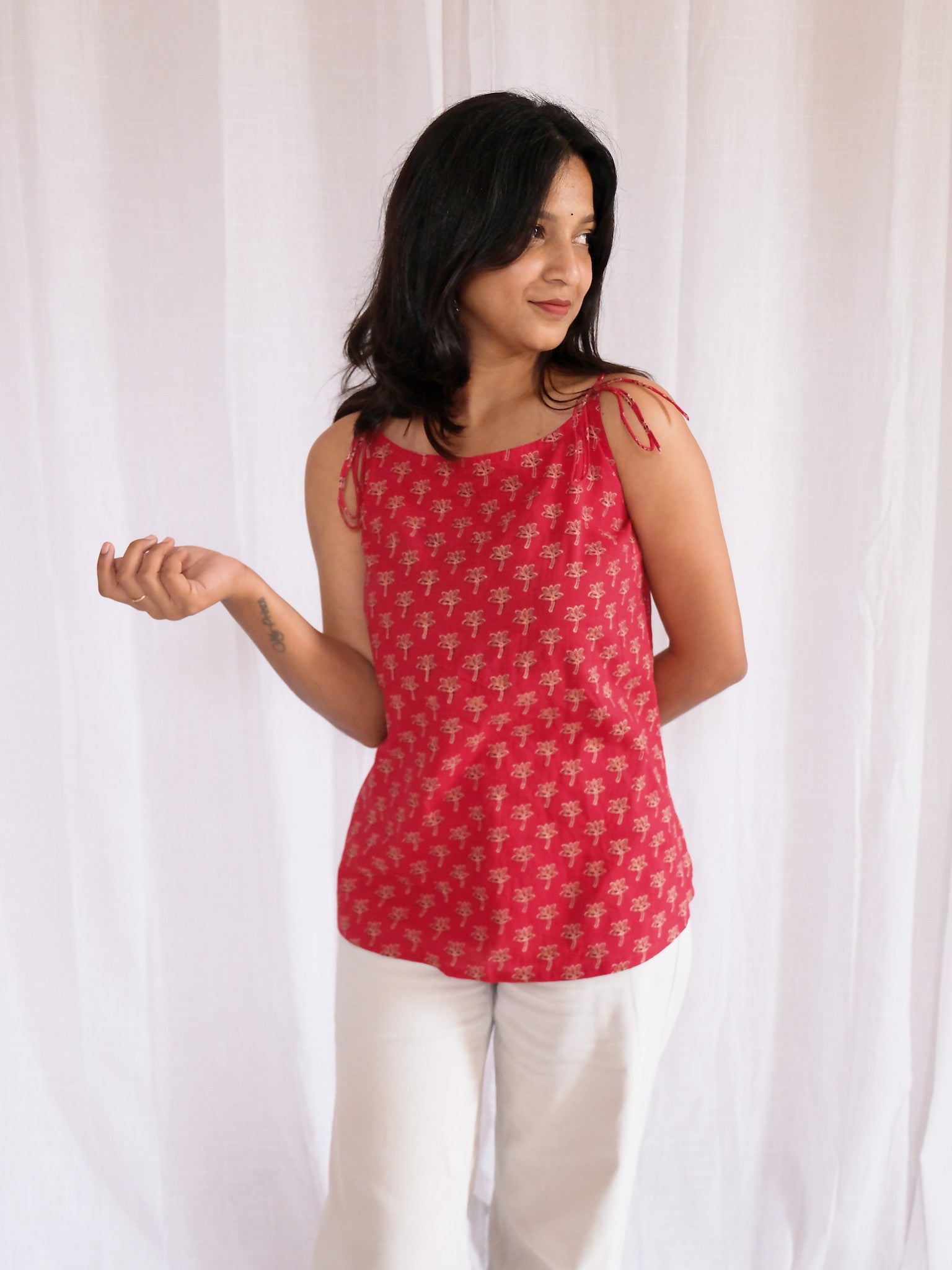 Myra Hand Block Printed Short Kurti with Chuppi
