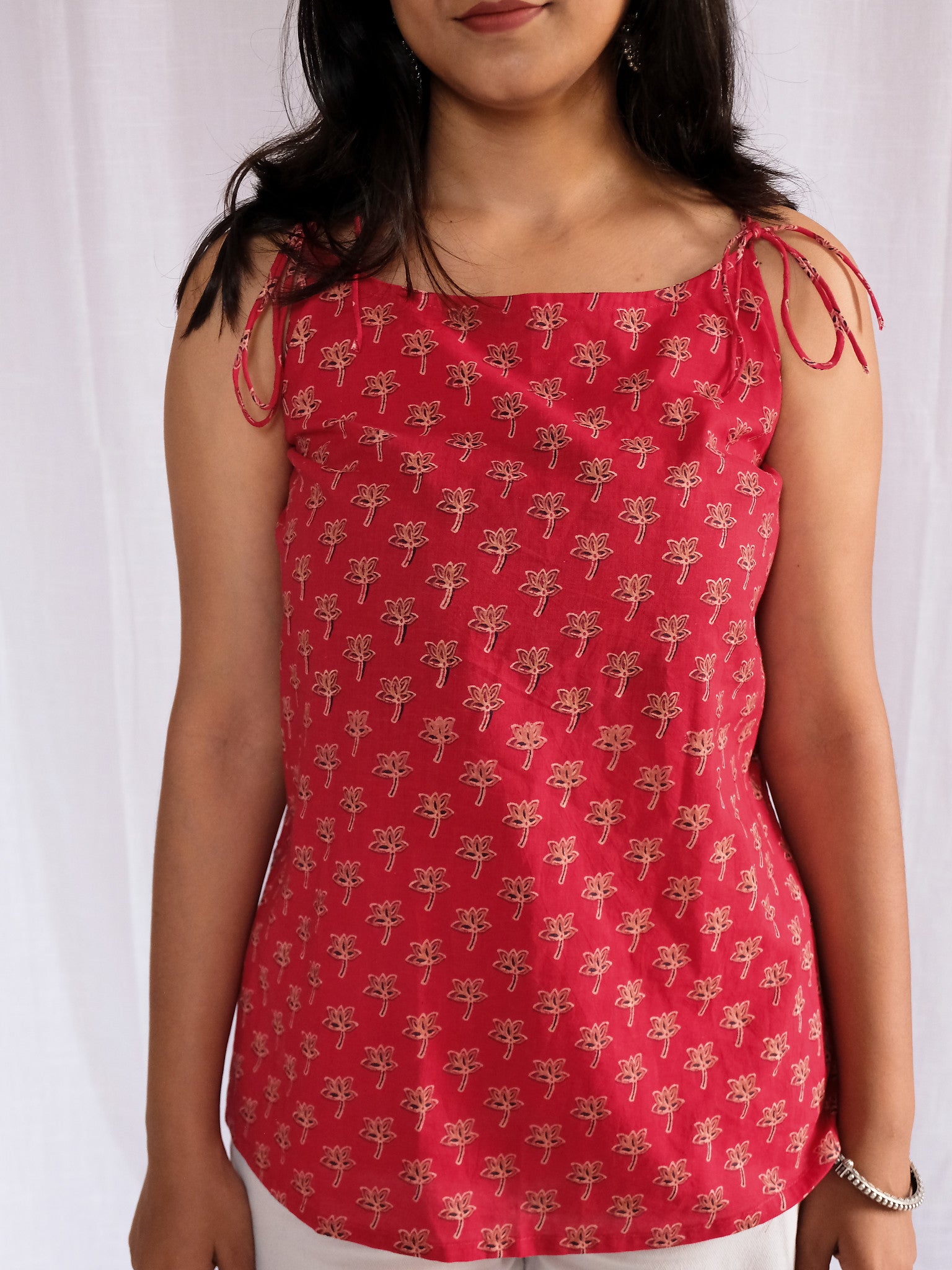 Myra Hand Block Printed Short Kurti with Chuppi