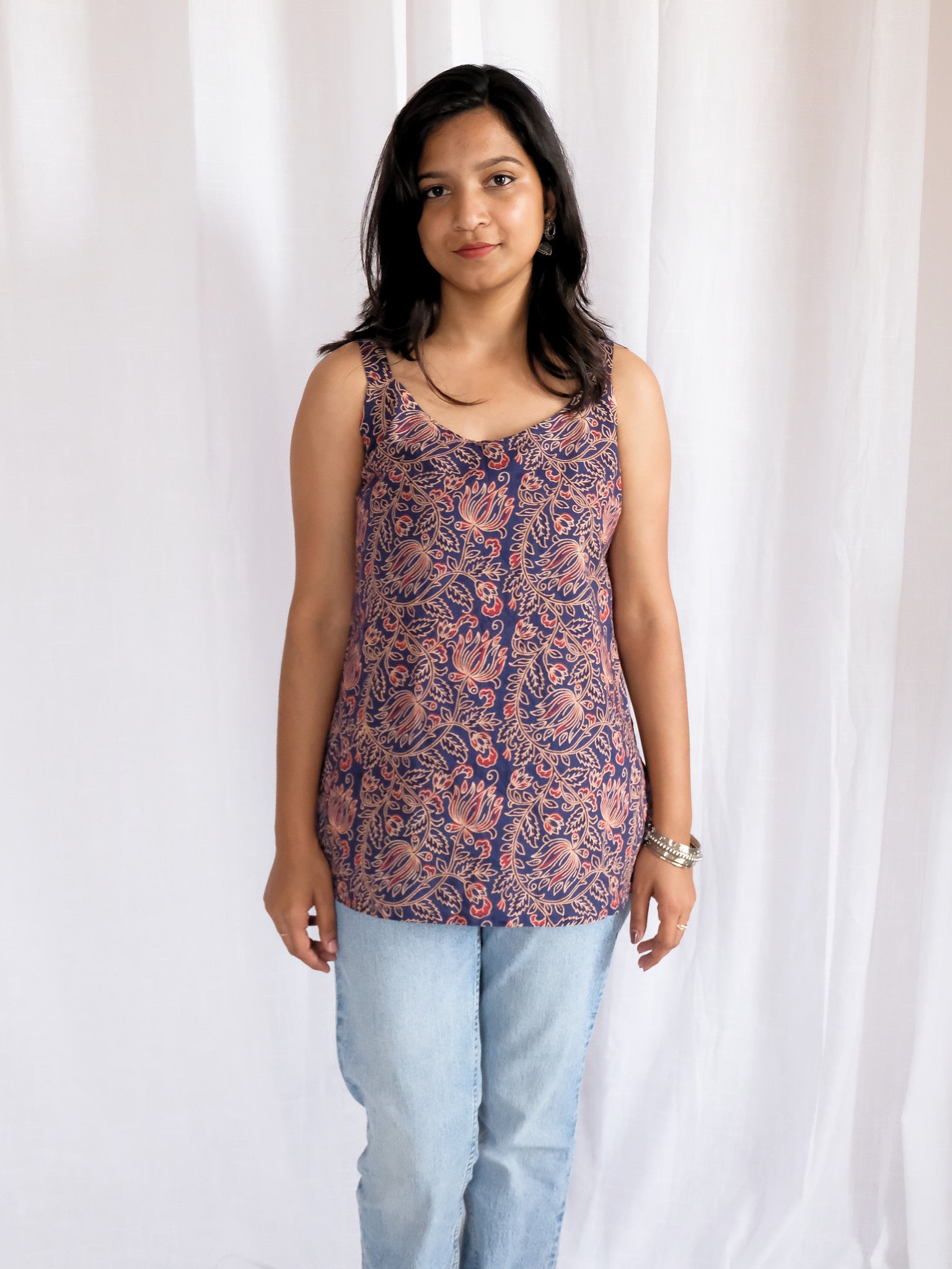 Sanaya Hand Block Printed Short Kurti with Chuppi
