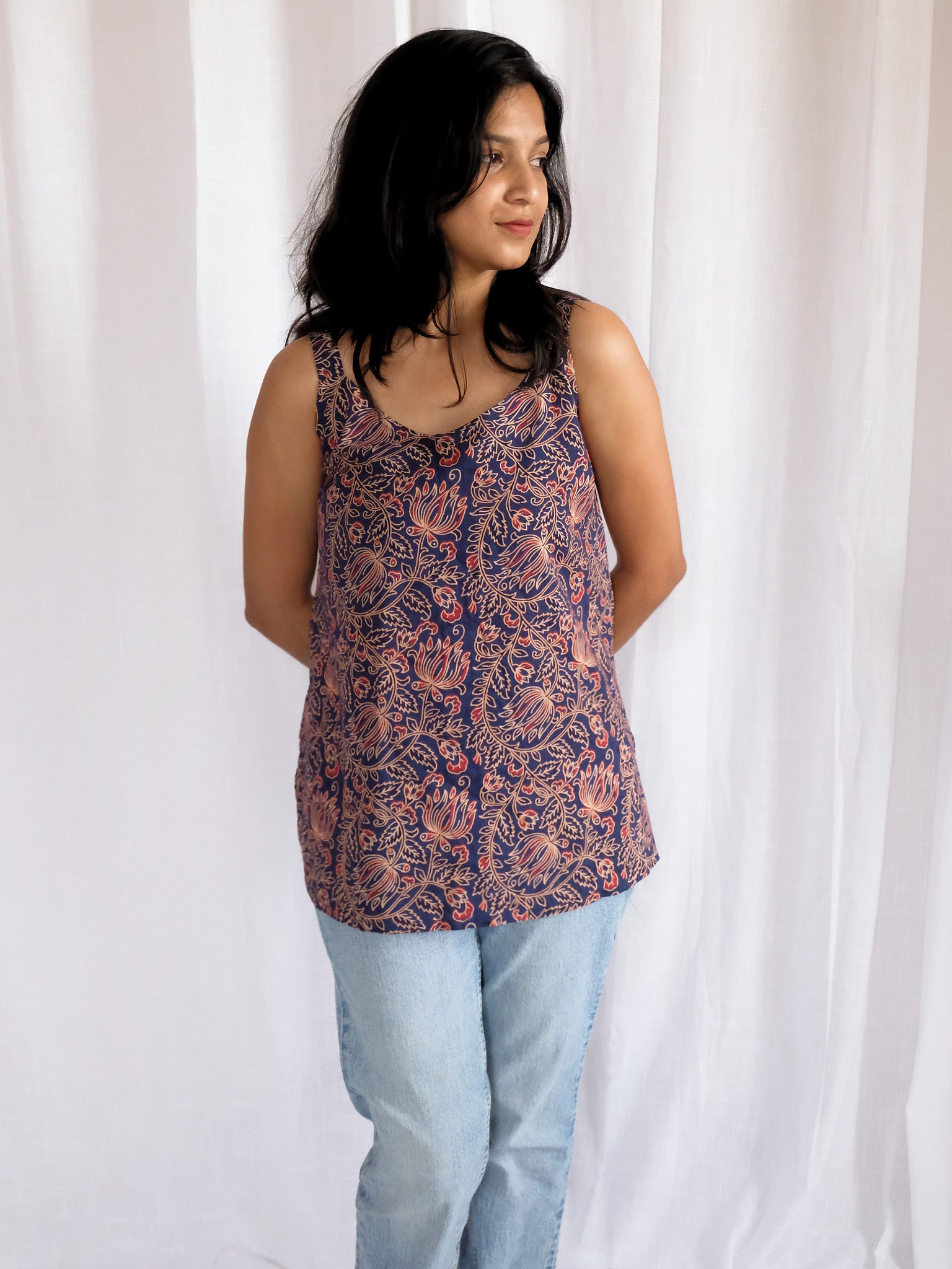 Sanaya Hand Block Printed Short Kurti with Chuppi