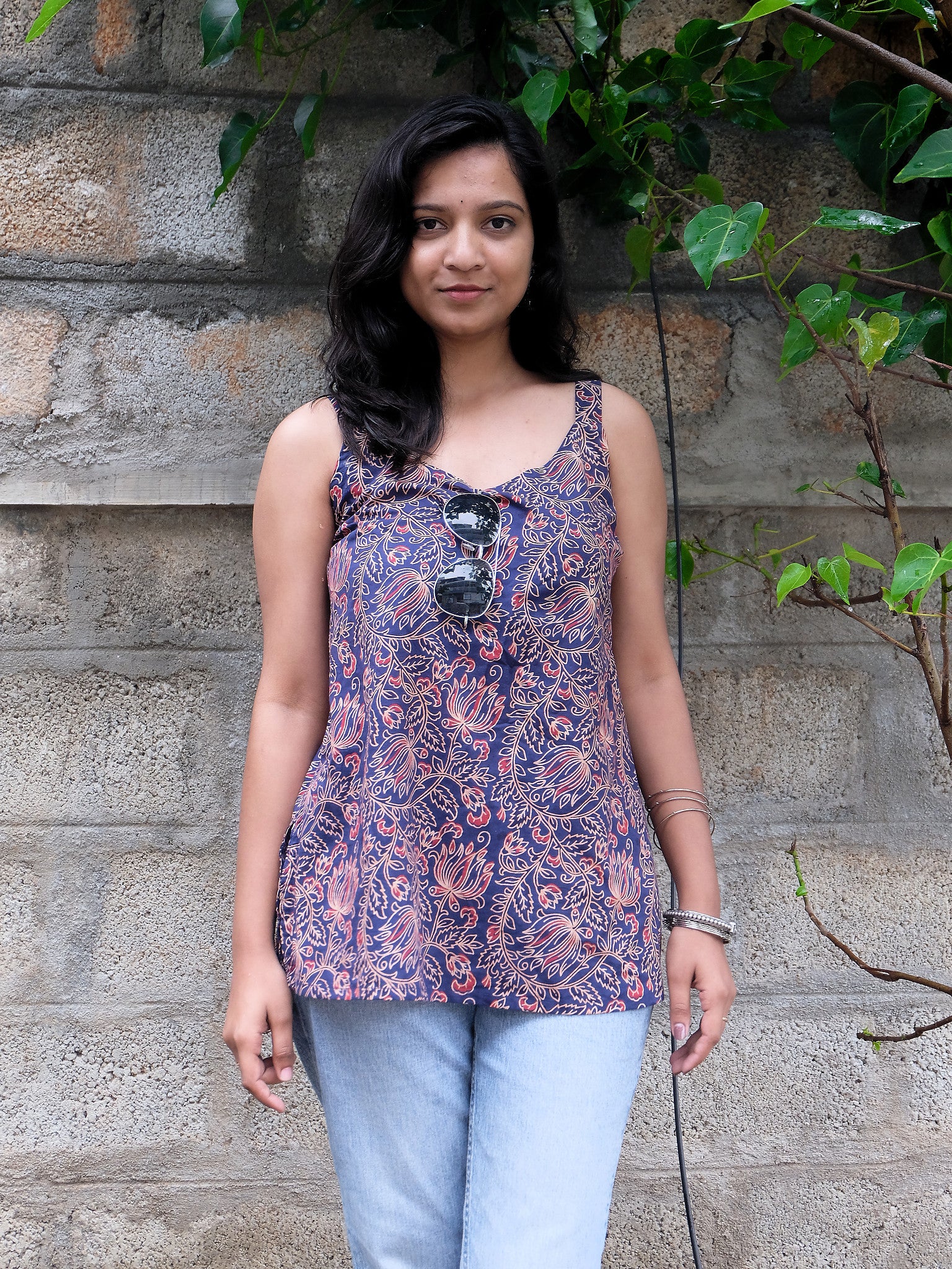 Sanaya Hand Block Printed Short Kurti with Chuppi
